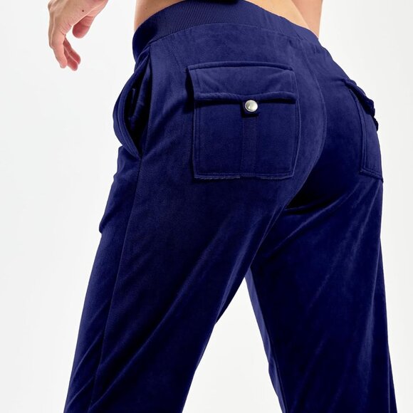 Versatile Women's Navy Velvet Tracksuit Set - Full Zip-Up Hoodie & Sweatpants - Picture 7 of 7